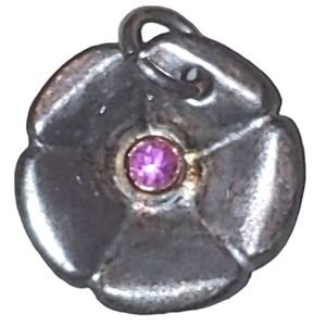 Handcrafted Silver flower Charm sterling & Rose Quartz